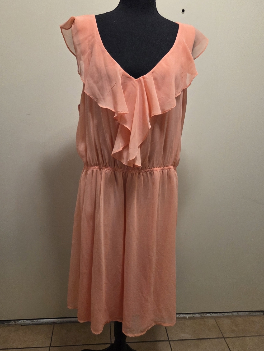 H&M Peach Ruffle-Smocked Waist Women's Dress - NWOT